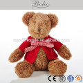 Happy New Year Style plush brown teddy bear with red shirt